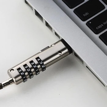4 Цифровой Универсальный замок USB для ноутбука, защитный Кабельный замок для компьютера Изображение 2