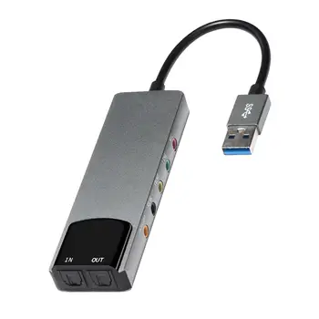 Адаптер звуковой карты USB, высокопроизводительный внешний аудиоконвертер, Внешний аудиоадаптер, аудиоадаптер USB для ноутбуков, настольных компьютеров Изображение 2