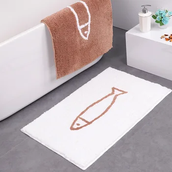 Современные Простые коврики для ванной из жаккарда с рыбками, мягкий Тафтинговый коврик для входной двери, нескользящий впитывающий коврик для ванной комнаты, ковер для гостиной