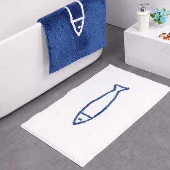 Современные Простые коврики для ванной из жаккарда с рыбками, мягкий Тафтинговый коврик для входной двери, нескользящий впитывающий коврик для ванной комнаты, ковер для гостиной Изображение 2