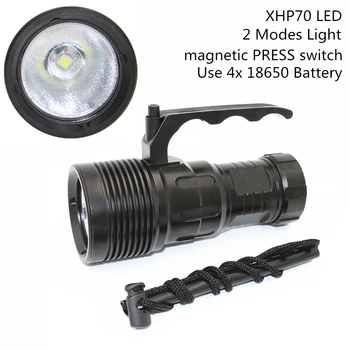 4000LM XHP70 Светодиодный фонарик для дайвинга суперяркий подводный водонепроницаемый алюминиевый фонарик С литий-ионным аккумулятором 4шт 18650