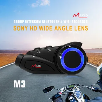 Мотоциклетная гарнитура внутренней связи Maxto M3, 6 всадников, Bluetooth-интерком, беспроводной рекордер HD 1080P, универсальное сопряжение для всех шлемов 64G