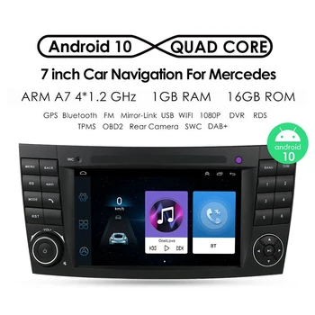 Для Mercedes Benz W211 2002-2009 Android 10 Четырехъядерный автомобильный медиаплеер, радио, GPS, WIFI, Bluetooth, Рулевое колесо Изображение 2