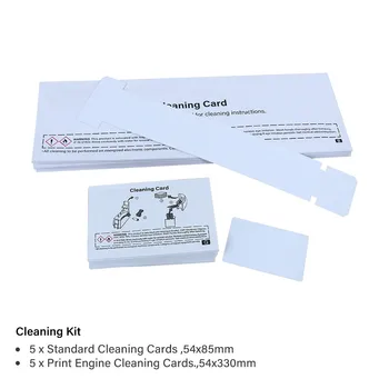 Набор чистящих карточек комплект из 5шт коротких и 5шт длинных карточек для принтера zebra P330i P430i card