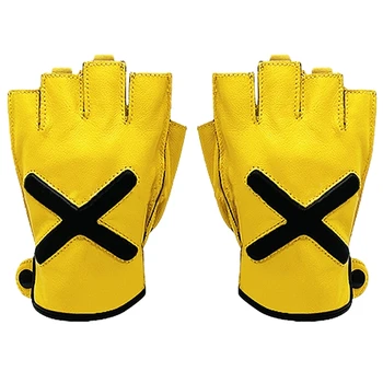 Ретро Перчатки без пальцев из овчины Мотоциклетные перчатки для мужчин, водительские перчатки Изображение 2