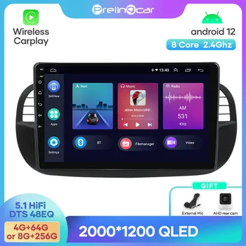 Android 12 DTS Звук Для Fiat 500 Навигация Мультимедийный автомобильный плеер Радио 2Din стерео Bluetooth 48EQ Диапазон WIFI