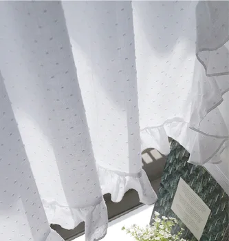 Свежие белые занавески с кружевными оборками для спальни девушки, гостиной, кухни, шторы, дверные занавески, тюлевые занавески на окно Изображение 2