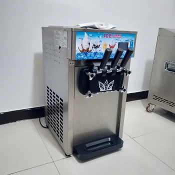 Автоматическая машина для Мягкого мороженого Серебристого Цвета, 3 Вкуса, Коммерческий автомат для производства рулетов мороженого Изображение 2