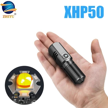 Открытый Мини-фонарик с бликами XHP50 LED Перезаряжаемый фонарик Портативный Фонарик Использует батарею 16340 18650 Мощный фонарик