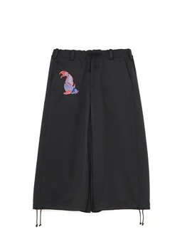 Брюки yohji yamamotos с вышивкой карпа, широкие брюки оверсайз, Унисекс, брюки yohji pantalon homme, брюки с воздушным шаром, брюки на шнурке Изображение 2