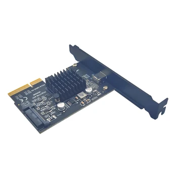 USB 3.2 GEN2*2 20 Гбит/с PCIE-карта PCI Express 3,0x4 для адаптера расширения TYPE C PCI-E USB C Riser SATA Power 1 Порт TYPE-C для ПК Изображение 2