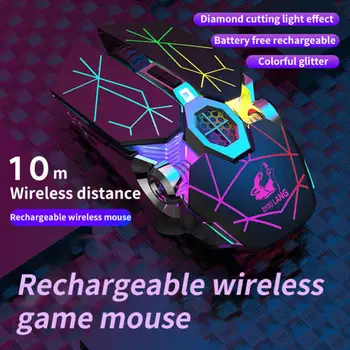 2.4 G Беспроводная Игровая мышь, совместимая с Bluetooth, 6 Кнопок, 2400 точек на дюйм, USB Перезаряжаемые Мыши с Отключенной Подсветкой, Оптическая Мышь для Геймерских ПК Изображение 2