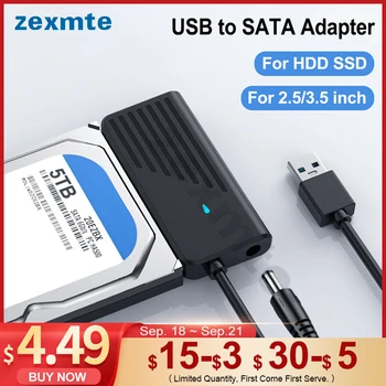 Zexmte Адаптер SATA к USB 3,0 Кабель USB A к SATA 3 6 Гбит/с Поддержка 2,5/3,5 Дюймового жесткого диска Внешний жесткий диск SSD cabo sata adaptador