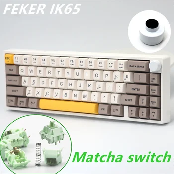 IK65 Беспроводная Механическая клавиатура Bluetooth 2.4G Feker VIA Matcha Switch Прокладка Горячей Замены PBT Keycaps RGB Ручка Подсветки Клавиатуры