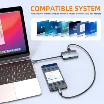 RYRA 5 В 1 Концентратор Usb 3,0 Для ноутбука USB-адаптер Type C Док-станция для Быстрой Зарядки RJ45 TF/SD-карта Концентратор Usb C Док-станция для Macbook Изображение 2