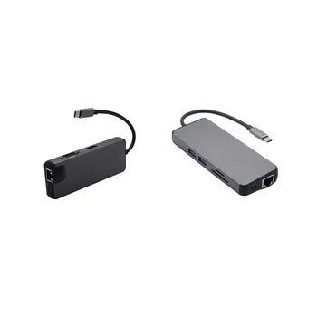 Аксессуары для USB-концентратора Type-c, Многофункциональный разъем для передачи данных, конвертер 8 в 1, Адаптер, аксессуар