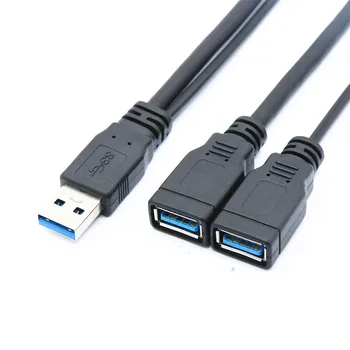 Новый USB 3.0 A, от 1 мужчины до 2 женщин, концентратор данных, адаптер питания, Y-разветвитель, USB-кабель для зарядки, удлинители шнура Изображение 2