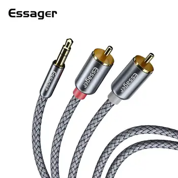 Essager 3,5 мм Стерео разъем для подключения кабеля 2RCA к разъему аудио Aux Music Lead Изображение 2