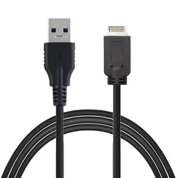 Разъем Jimier USB 3.1 на передней панели для подключения к USB 3.0 Type-A, Удлинительный кабель для передачи данных, Шнур-конвертер 50 см, черный