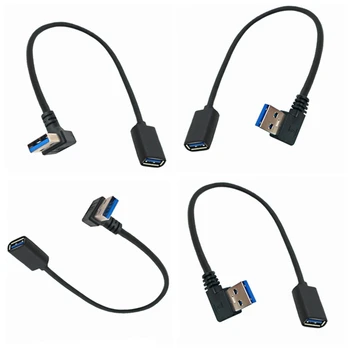 Новый Удлинительный кабель USB 3.0 Вверх Вниз Влево Под Прямым углом 90 Градусов от мужчины к Женщине Суперскоростные Кабели для передачи данных USB 5 Гбит/с Изображение 2
