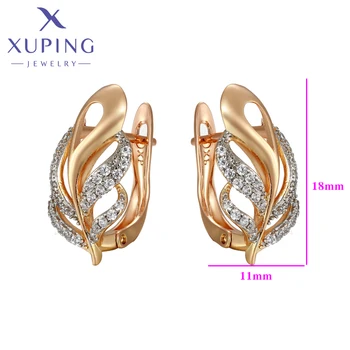 Xuping Ювелирные изделия Новые простые серьги Huggies в стиле листьев для женщин золотого цвета X000688489 Изображение 2