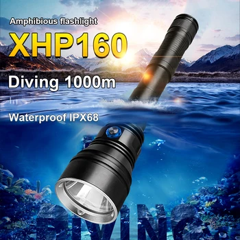 Новейший Фонарик для Дайвинга XHP160 Мощный Светодиодный Фонарик XHP90 Подводная Лампа Перезаряжаемая Ручная Лампа IP68 Профессия Водонепроницаемый