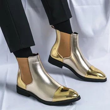 2023 Модные Новые поступления, Мужские Золотистые ботинки 