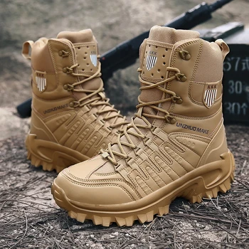 2023 Мужские Военные Тактические мужские ботинки, Водонепроницаемые кожаные ботинки для Пустыни, Армейские ботильоны, Армейская рабочая мужская обувь, мотоциклетные ботинки