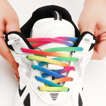 Разноцветные эластичные шнурки, кроссовки, радужные шнурки без завязок, круглые теннисные шнурки без завязок, детские кроссовки для взрослых, аксессуары