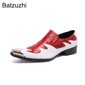 Batzuzhi/ Роскошная мужская обувь ручной работы, Дизайнерские Модельные туфли из натуральной кожи с железным носком, Мужские Красные Вечерние и свадебные Zapatos Hombre Изображение 2