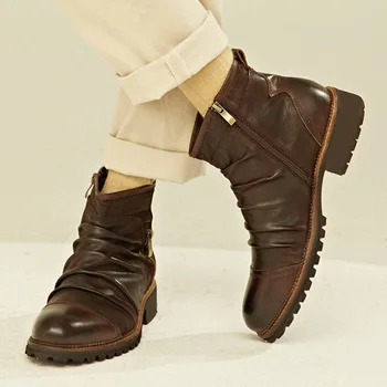 Мужские ботинки YWEEN, трендовая мужская обувь в стиле ретро, мужские винтажные ботинки 