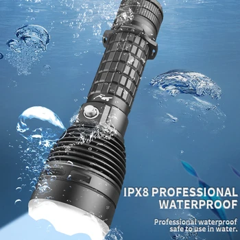 Профессиональный Фонарик для Дайвинга XHP70 IPX8 Подводная лампа Светодиодные фонари Высокой Мощности Мощный фонарь для подводного плавания Изображение 2