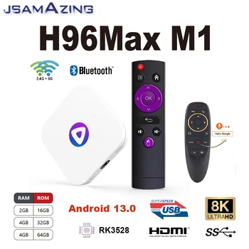 H96 MAX M1 RK3528 Android 13,0 Smart TV BOX BT 4,0 ARM Cortex A53 2/4 ГБ RAM16/32/ 64 ГБ 8K 24fps 3D 2,4G и 5G Потоковый Медиаплеер