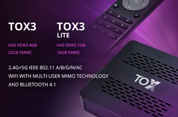 TOX3 TV Box Android 11 Smart TV Box 4 ГБ 32 ГБ Amlogic S905X4 Wifi BT4.1 1000M 4K HDR Медиаплеер Поддержка Google Play телеприставка Изображение 2