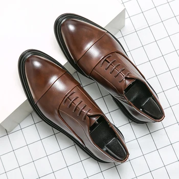 Мужская удобная модная обувь из натуральной кожи, мужская повседневная деловая обувь, официальные мужские модельные туфли на шнуровке, обувь