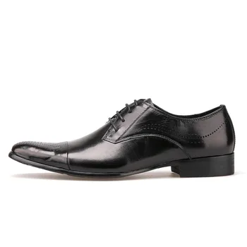 Модная высококачественная мужская обувь из натуральной кожи, деловая мужская обувь на шнуровке, обувь с перфорацией типа 