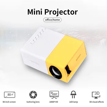 Портативный мини-проектор, кинопроектор 1080p, 320x240 Пикселей, Hdmi-совместимый USB Аудио, домашний кинотеатр, мультимедийный видеоплеер