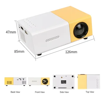 Портативный мини-проектор, кинопроектор 1080p, 320x240 Пикселей, Hdmi-совместимый USB Аудио, домашний кинотеатр, мультимедийный видеоплеер Изображение 2