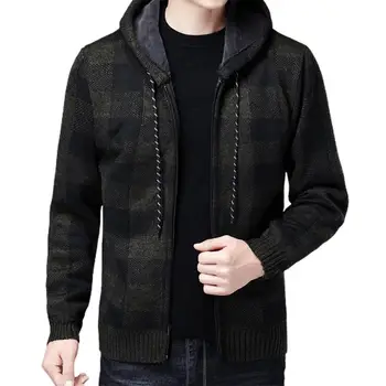 Куртка с капюшоном Без подкладки, Теплое Удобное Мужское пальто с капюшоном на молнии, мужская куртка на зиму Изображение 2