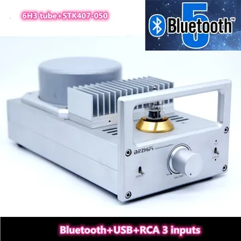 QCC3034 Bluetooth 5,0 + трубка 6H3 + STK407-050 Sanyo Толстопленочный AC220V 2X40 Вт 2,0-канальный аудиоусилитель Для домашнего кинотеатра