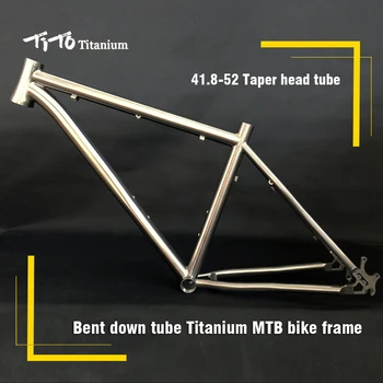 Бесплатная доставка!!! Титановая велосипедная рама TiTo MTB 26 `27,5`29`с цельным хвостовым крюком и изогнутой трубкой 41,8-52