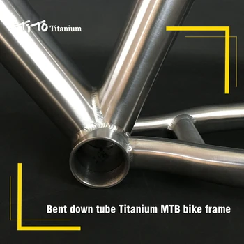 Бесплатная доставка!!! Титановая велосипедная рама TiTo MTB 26 `27,5`29`с цельным хвостовым крюком и изогнутой трубкой 41,8-52 Изображение 2