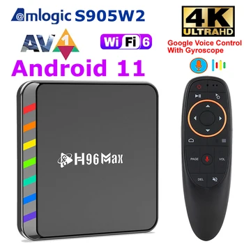 Android 11 TV Box H96 Max W2 Amlogic S905W2 MAX 4 ГБ ОЗУ 64 ГБ ПЗУ Медиаплеер AV1 BT5.0 WIFI6 4K 3D HDR телеприставка