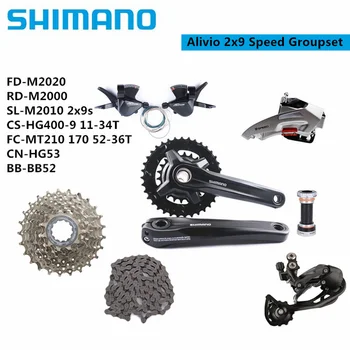 Шатун SHIMANO ALIVIO MT210 170 мм 36-22 Т 2x9 s Групповой Переключатель M2010 Задний Переключатель M2000 9 Скоростей BB52 Для MTB Горного Велосипеда