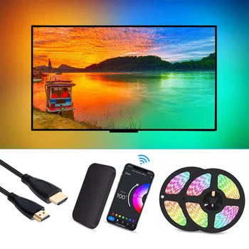 Необычный Комплект Освещения Экрана HDMI led Sync box Для телевизора Smart Music Ambient TV Backlights WiFi Dream Color RGB TV LED Strip Lights