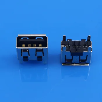JCD 2 шт./лот, черный, тип A, плоский угол, 4-контактный разъем USB PCB, разъем USB Jack, штекер 180 градусов Изображение 2