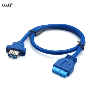Однопортовый USB3.0 USB 3,0 с гнездовым винтовым креплением типа панели к материнской плате 20Pin Кабель 50 см 1,5 фута 0,5 м