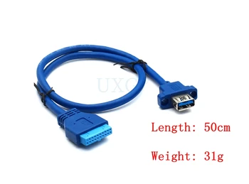 Однопортовый USB3.0 USB 3,0 с гнездовым винтовым креплением типа панели к материнской плате 20Pin Кабель 50 см 1,5 фута 0,5 м Изображение 2