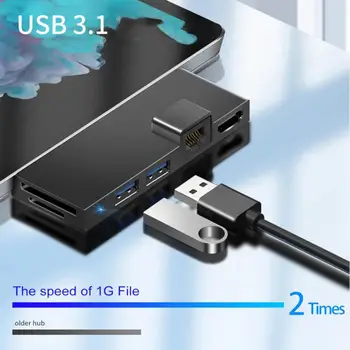 RYRA 6 В 1 Из Алюминиевого Сплава USB 3,0 Концентратор Док-станция SD/TF Кард-Ридер Гигабитный Сетевой конвертер Для Microsoft Surface Pro Изображение 2