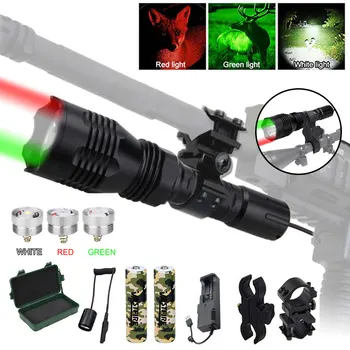 VastFire VA-802 Тактический светло-зеленый/Красный/Белый светодиодный Охотничий фонарик с подсветкой от 18650 USB Зарядного устройства для ружья